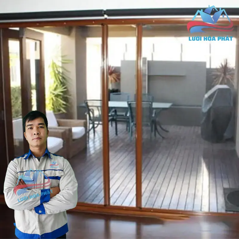 Cửa chống muỗi dạng lùa DL 03 màu vân gỗ
