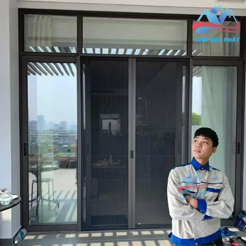Cửa lưới chống muỗi dạng lùa DL 02 màu ghi đen