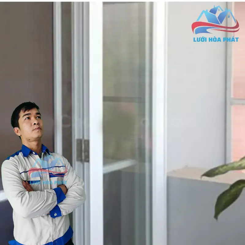 Cửa lưới chống muỗi lùa DL 05 màu trắng sứ