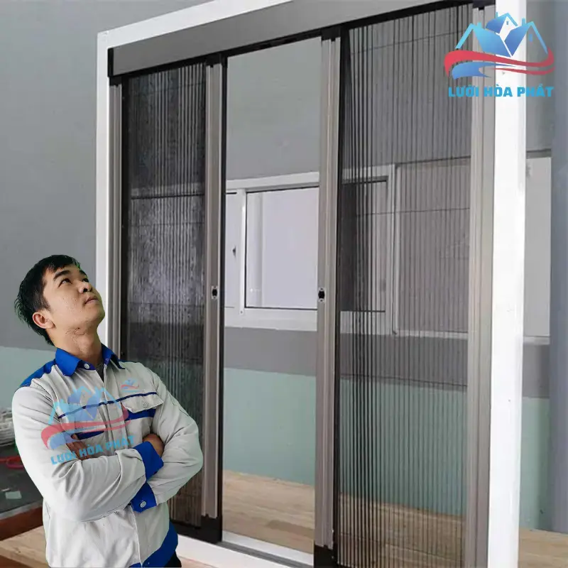 Cửa lưới chống muỗi dạng lùa DL 07 màu đen nhám