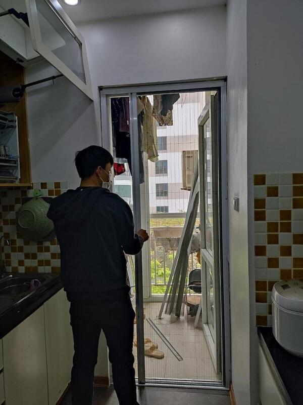 Cửa lưới chống muỗi dạng xếp 1 cánh màu trắng DX 14