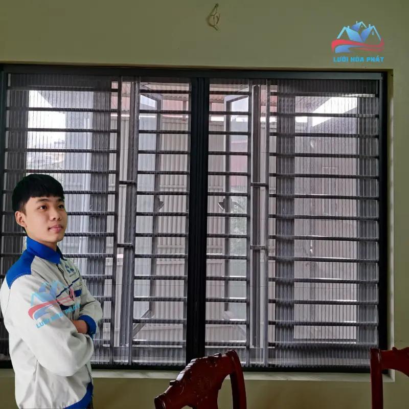 Cửa lưới chống muỗi dạng xếp vân gỗ DX07